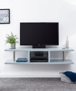Polar High Gloss Wall Mounted Led Tv Unit Grey