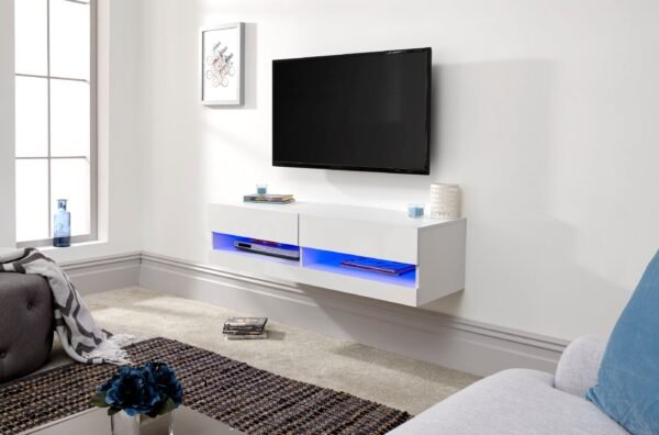 Galicia 120Cm Wall Tv Unit With Led White